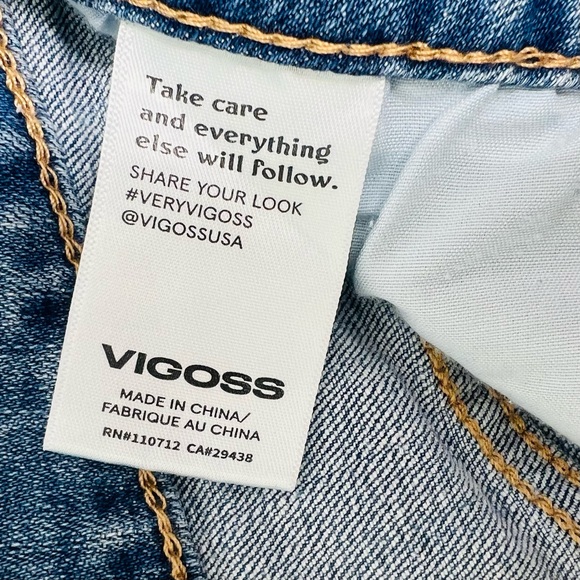 VIGOSS ACE High Rise Frayed Hem Jean Shorts Light Blue Wash Size 31 = 7 - Picture 9 of 11